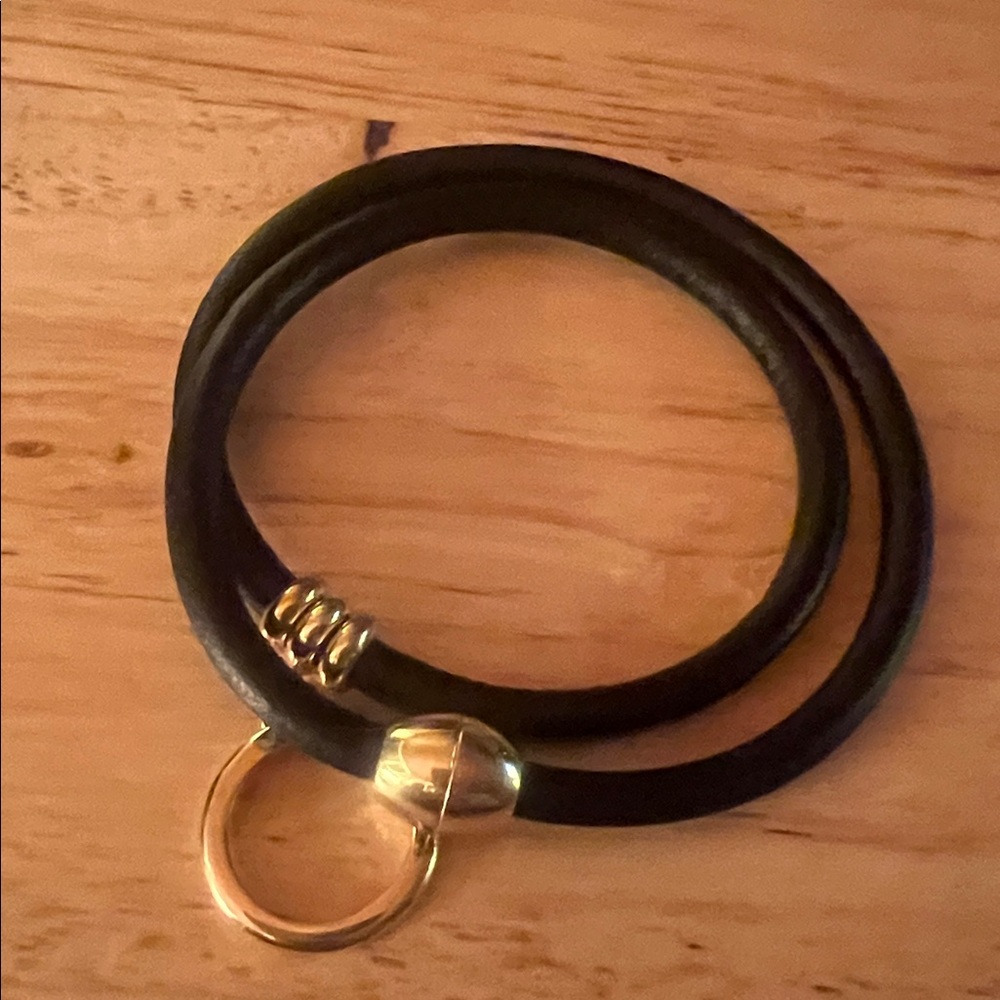 Bracelet Black Leather Wrap Around